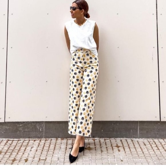 ZW RETRO FLORAL MARINE PATCH POCKET STRAIGHT JEANS - Picture 3 of 15